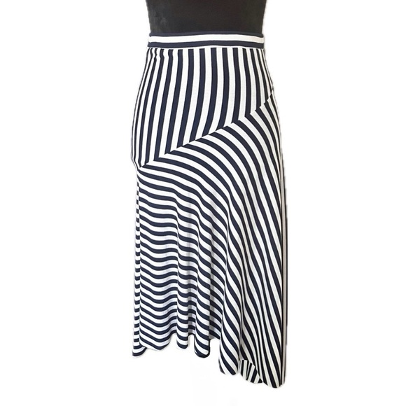 SUNDAY IN BROOKLYN Anthropologie Miranda Striped Asymmetrical Skirt Navy Sz XS - Picture 3 of 8